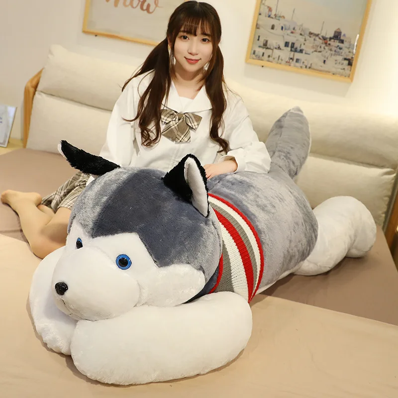 120cm Giant Dog Plush Toy Soft Stuffed Husky Doll Long Pillow