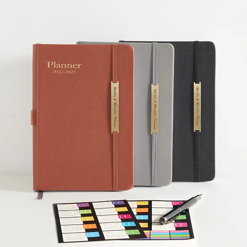 PU Leather Full English Version 18-month Calendar Plan This Schedule This Notebook Notepad