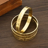 9K Color 55MM Kid Size Cute Shiny Bracelet Hawaiian Jewelry Polynesian Gold Plated Flower Bangles Girls Birthday Party Gift #045 2