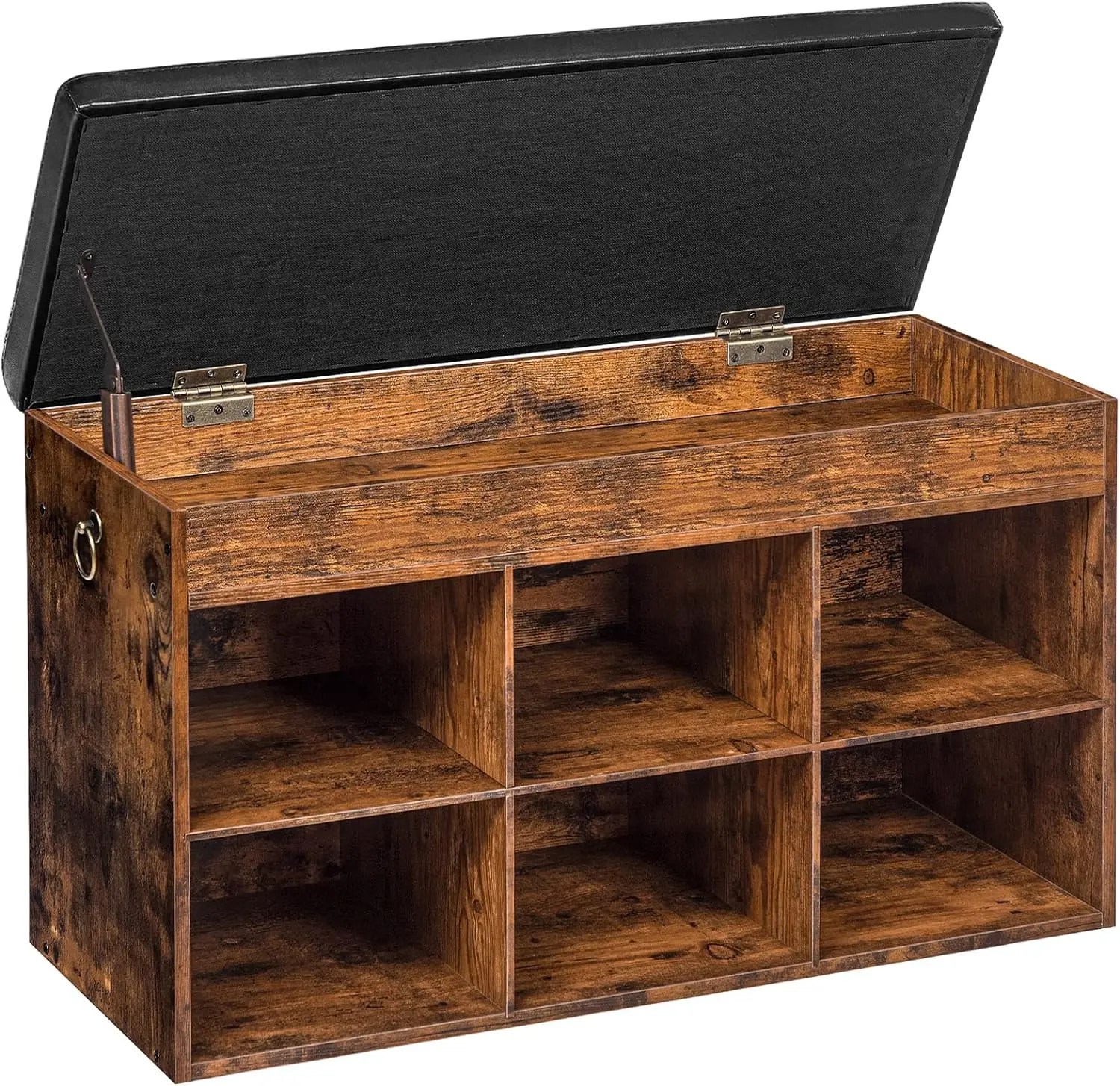 

Storage Bench with Padded Cushion, Entryway Bench with Flip-Open Storage Box, Cubbie Shoe Cabinet with 6 Compartments, Shoe for