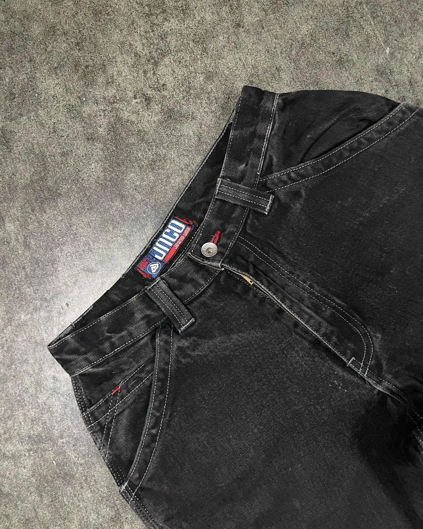 2024 New Baggy Jeans Mens Y2k Embroidery Harajuku Pattern Wide Leg Pants Casual Hip Hop Black Straight Denim Trousers Streetwear