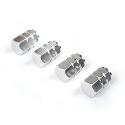 Premium Aluminum Anti - Theft Tire Valve Stem Caps - Set of 4 (Silver)