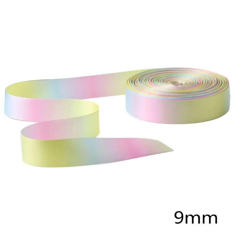 50 Yards/Roll Light Rainbow Colorful Double Sided Ribbon for Hair Bow Making DIY Wedding Party Gift Wrapping