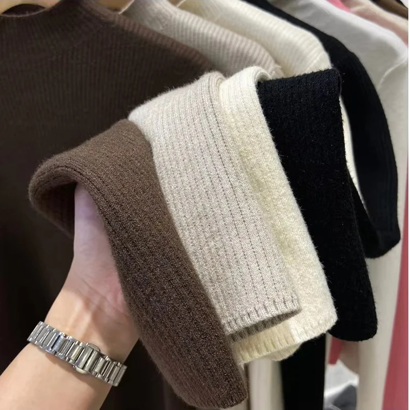 Turtleneck Winter Sweater Women Elegant Thicken Velvet Lined Warm Sueter Knitted Pullover Slim Tops Jersey Knitwear Jumper New 6