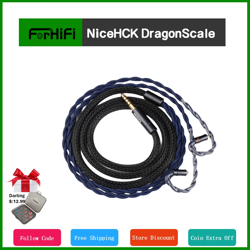 NiceHCK DragonScale 7N OCC + палладиевый серебряный сплав смешанный кабель для наушников MMCX 2Pin для AKG N5005 MK4 Legacy2 1,3 вариации