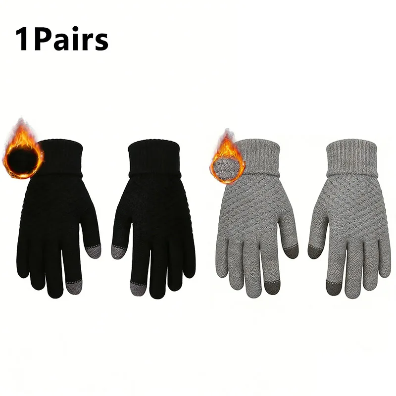 Thermal touchscreen gloves for winter outdoor skiing fishing hiking windproof anti-slip elastic cuff