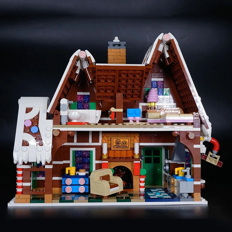 Creative Mini Christmas Gingerbread man House Building Blocks Hut Model Assemble Bricks Toy Holiday Gifts For Kid Girl Boy Adult 4