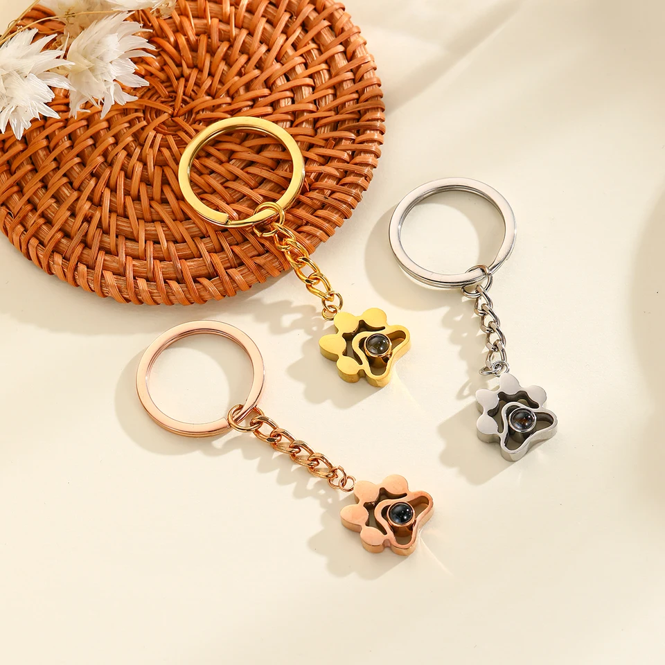 Personalized Pet Photo Projection Keychain Jewelry