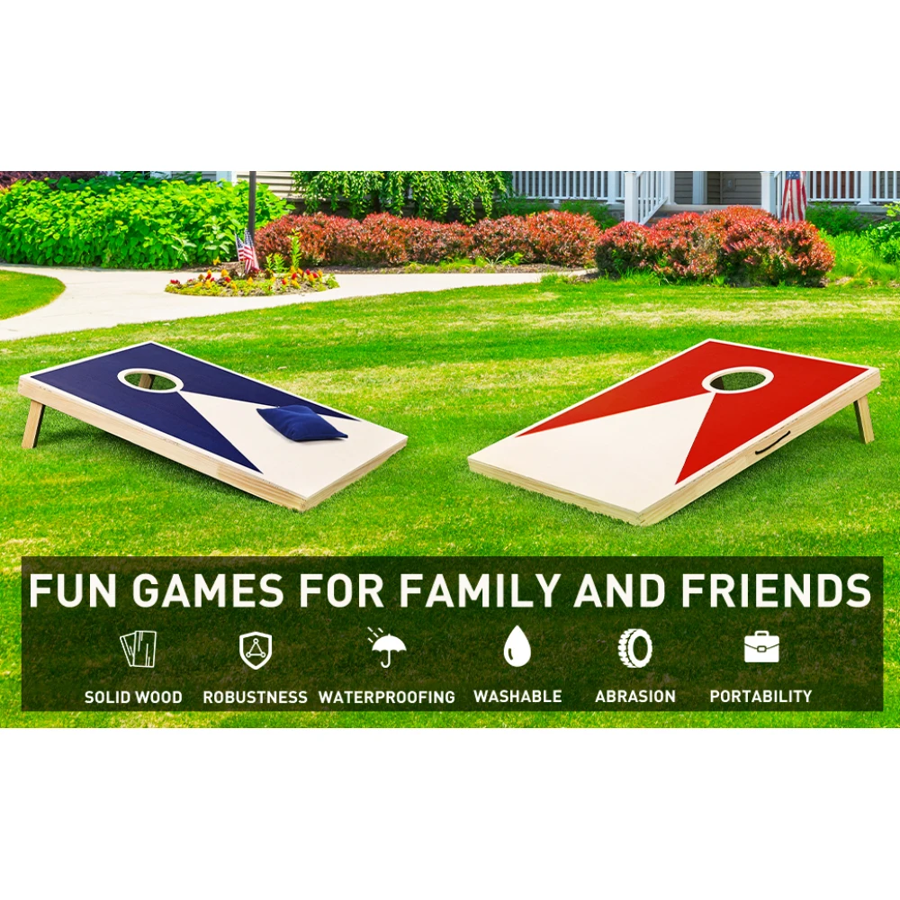 Solid Wood Premium Cornhole Set -  3 Feet x 2 Feet Game Boards, Includes Set of 8 Corn Hole Toss Bags 6