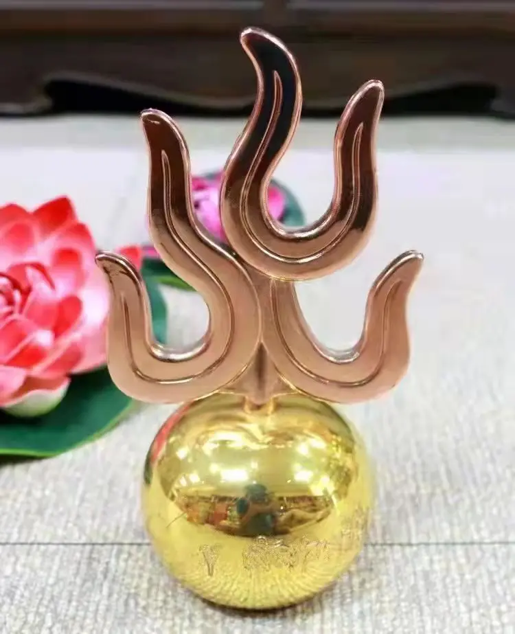 14-23cm alloy fireball color gold ground Tibetan king torch pearl magic Dizang King Ksitigarbha accessory ornament