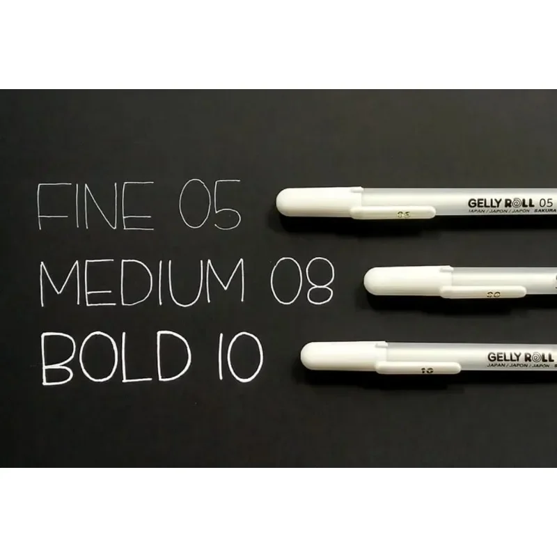 3PCS SAKURA Gelly Roll Gel Pens Highlight Marker for Journaling Art Drawing Classic White Ink Assorted Point Fine Medium Bold 2