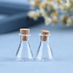 Set of 2 Miniature Glass Wishing Bottles - Tiny Jars for Keepsakes and Storage (Transparent)