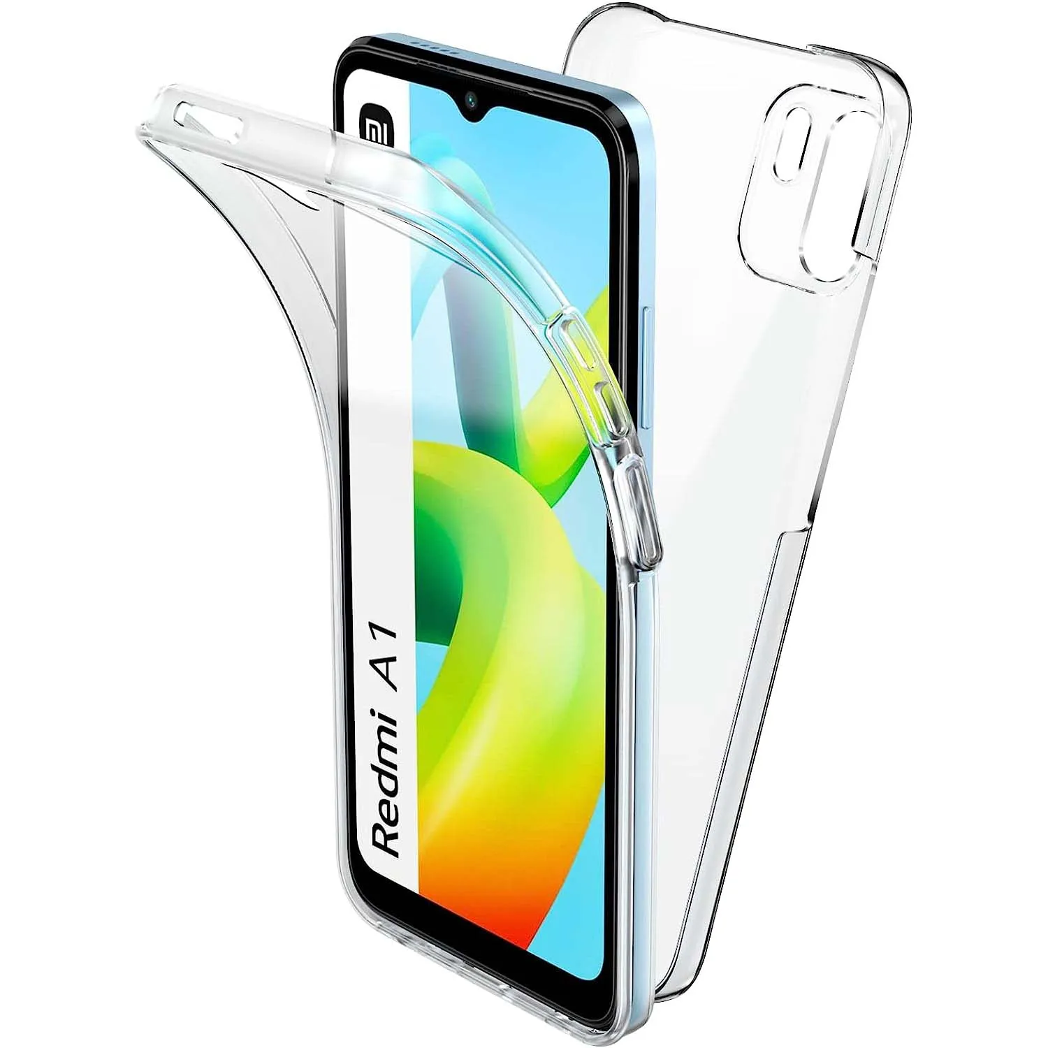 Силиконовый чехол с полным покрытием на 360 ° для Xiaomi Redmi A1, A2, 12C, 10, 2022, 10 Prime, 2022, 10A, 9A, 10C, 9C, 9, прозрачный гибридный жесткий чехол из поликарбоната