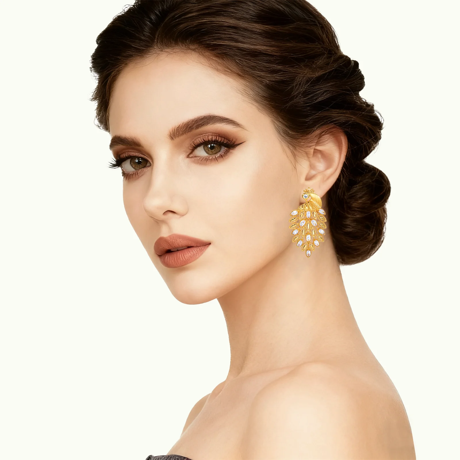 YTJX Luxus Bunte Zirkon Frauen Ohrringe Hight Qualität 18K Gold Überzogene Phoenix Geformt Große Ohrringe Für Party Schmuck Geschenke ﻿ – Detail 5