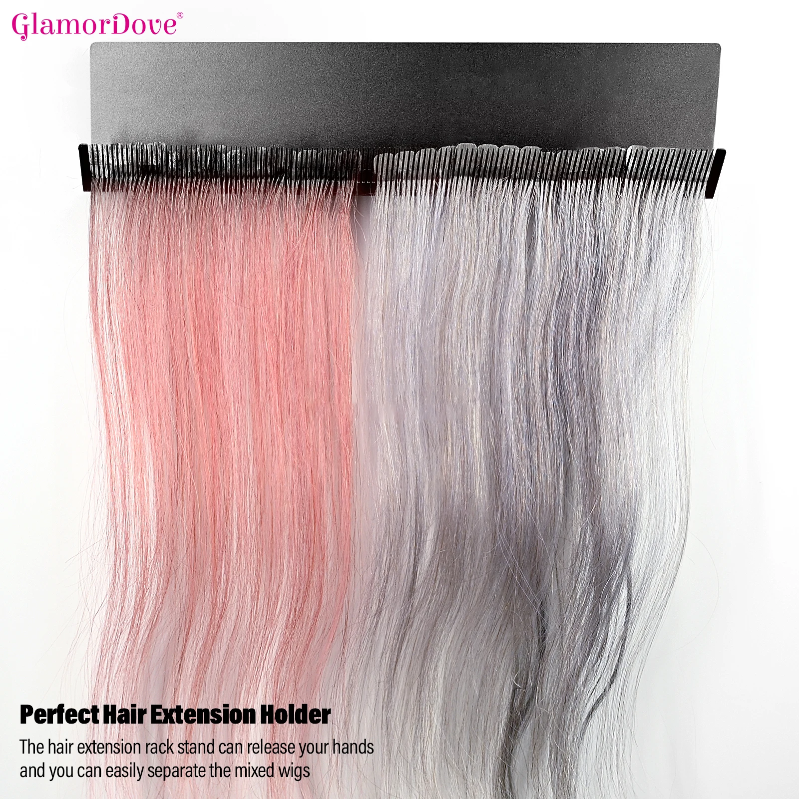 

Portable Black Hair Extension Stand Holder Rack Weft/Sew in Extension Holder for Hair Extension Display
