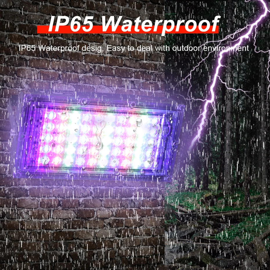 Description Picture 6 of item50W 100W 300W RGB Flood Light Outdoor Spotlight Lighting IP65 Waterproof LED EU Plug Floodlights With Remote Control AC 220V