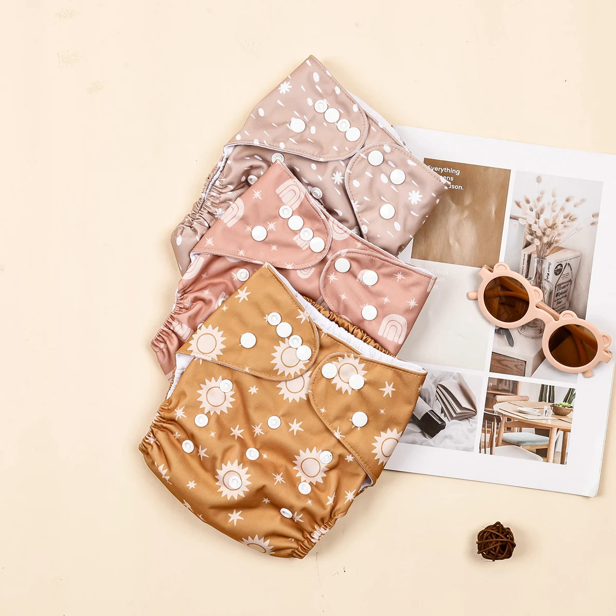 Cloth Diapers HappyFlute New Full Print Ecological Suede Inner Baby Pocket Diaper Washable&Reusable Cloth Baby Nappy Fit 3-15kg