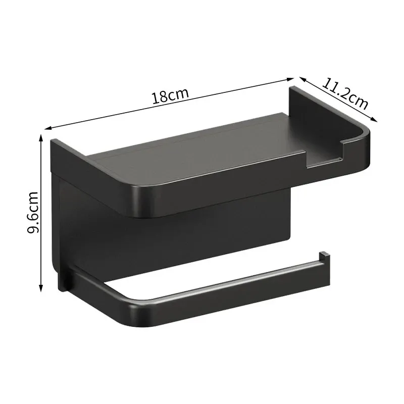Wall Mounted Toilet Paper Holder Durable ABS Plastic No Drill Adhesive Tissue Rack Space Saving Storage Shelf Waterproof Material