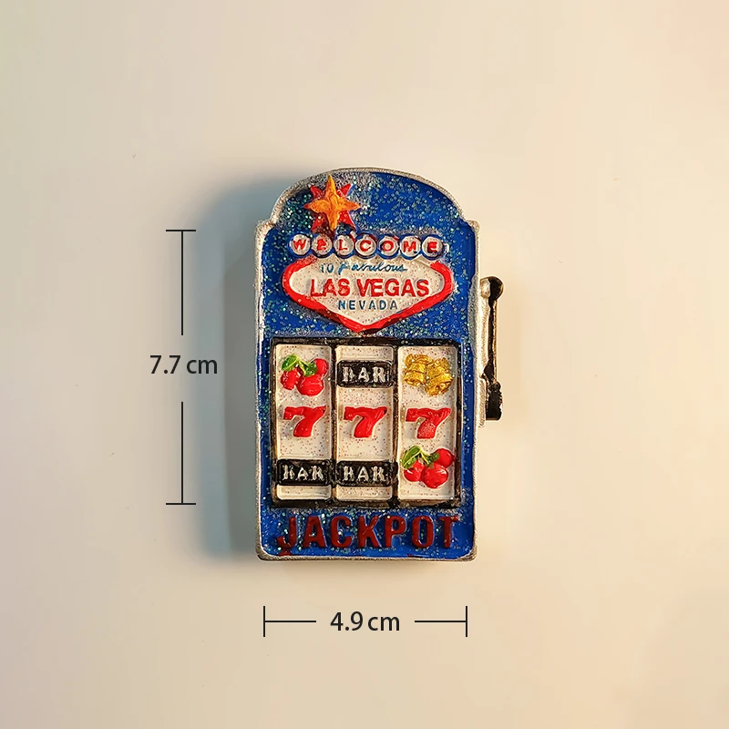 Magnete Frigorifero 3D Famoso Casino Las Vegas | Souvenir Viaggio USA | Decorazione Casa E Cucina | 9x6,5 Cm | Fatto A Mano