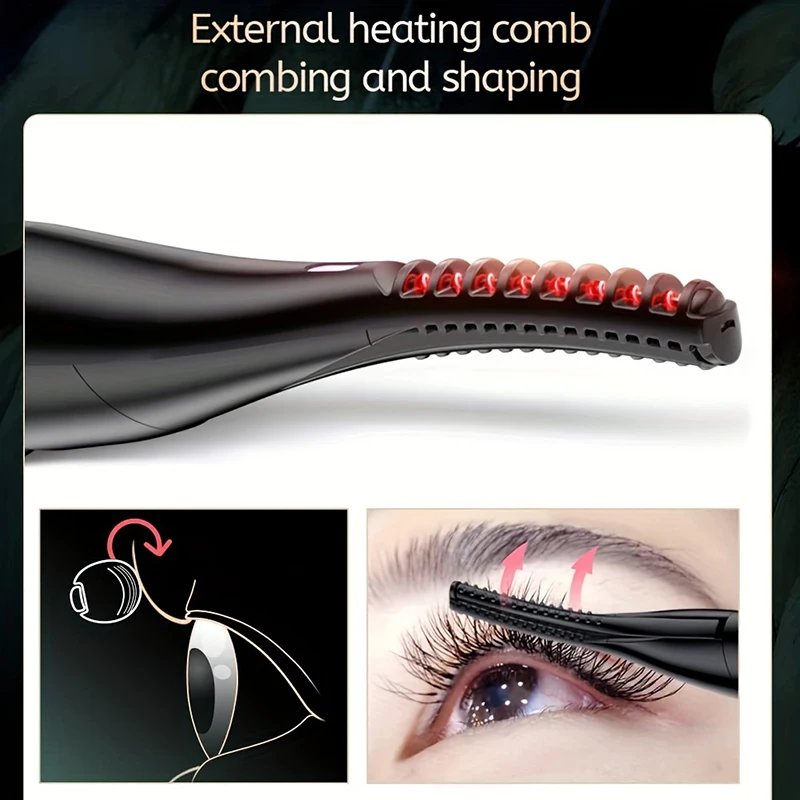 Heated eyelash curler with clip, rechargeable eyelash curler, eyelash extension natural curve long-lasting beauty tool