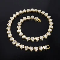 45CM nouveau Hip Hop Tennis chaîne Bracelet collier brillant coeur strass CZ mode Rock fête bijoux 2
