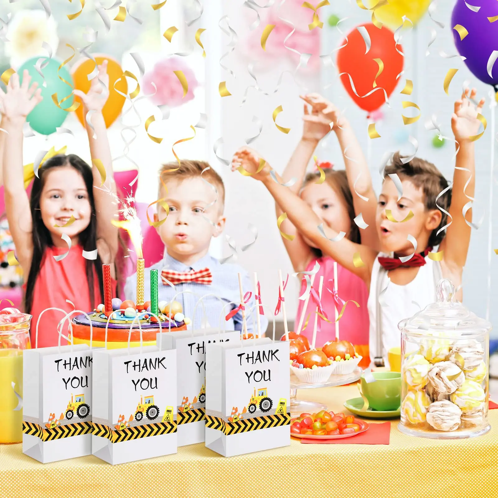 6/12/24pcs Construction Party Gift Bag Paper Bag with Handle Construction Truck Birthda... - SKU CPGB1906 - UGI Packaging