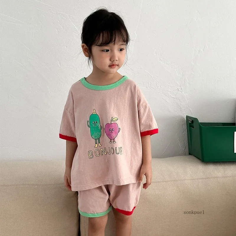 2024 Summer Kids Clothing Set Short Sleeve T Shirt and Shorts 2 Pcs Baby Boys Suit Casual Infant Girls Clothes Set