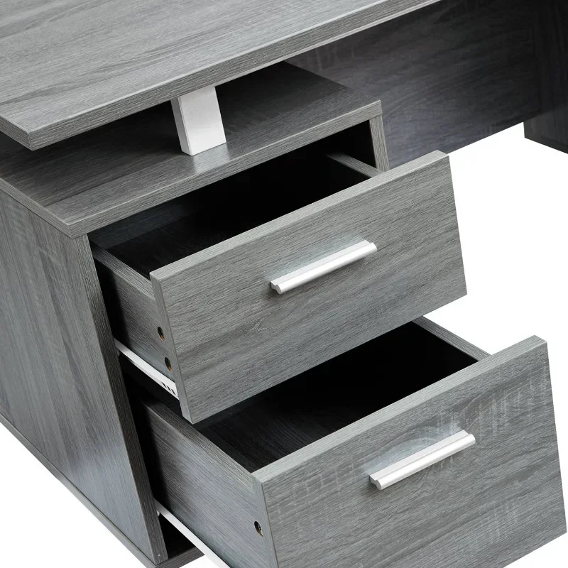 Techni Mobili Modern Office Desk with Storage, Grey 6