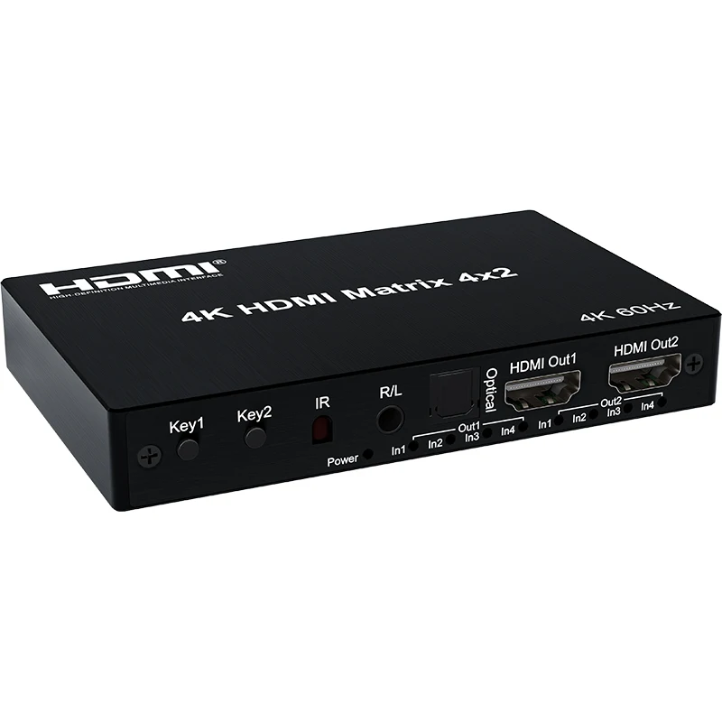 HDMI Ʈ ó ø, IR  ,  3.5mm  , 4K 60Hz, 4x2, 2x4 Ʈ