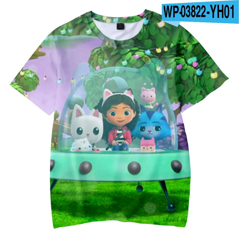 Kawaii meninas t-shirts gabbys boneca casa dos desenhos animados impressão  crianças camiseta para crianças aniversário roupa camisetas topos meninas  roupas por atacado - AliExpress