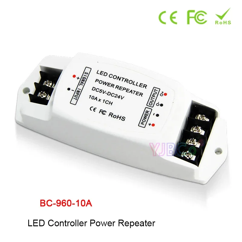 LED Power Repeater BC-960-10A 5V-24V 10A*1CH PWM Control LED Strip Amplifier Lights Tape Dimmer 3000V optoelectronic isolation low power 2835 wwcw 120leds m led strip lights color temperature adjustable cct dc12 24v 9 6w m 600leds reel 5m led tape indoor