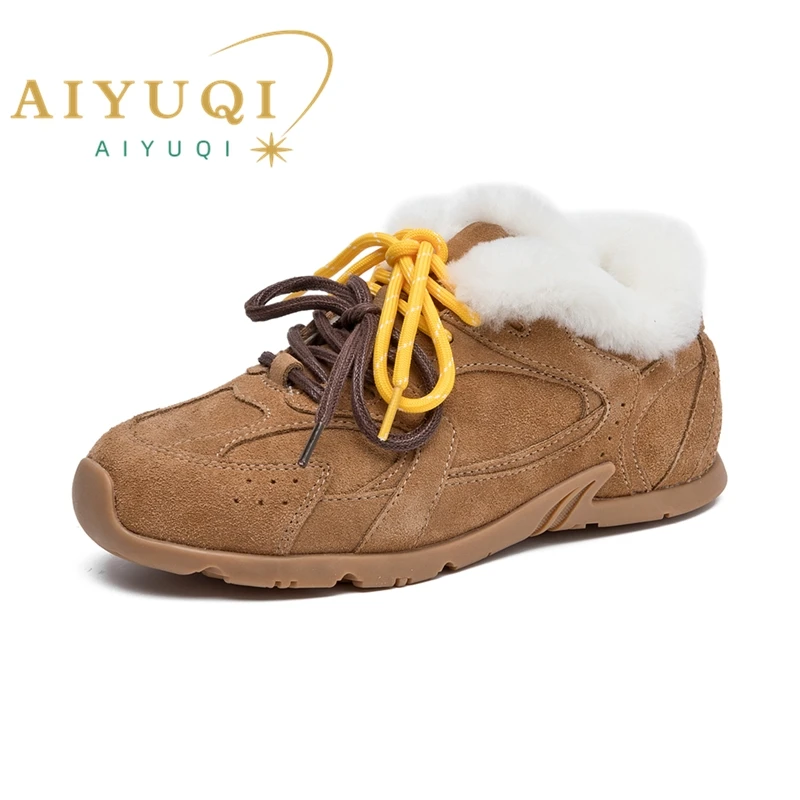 AIYUQI Women Winter Sneakers Genuine Leather 2025 New Non-slip German Training Shoes Women Large Size Flat Female Winter Shoes