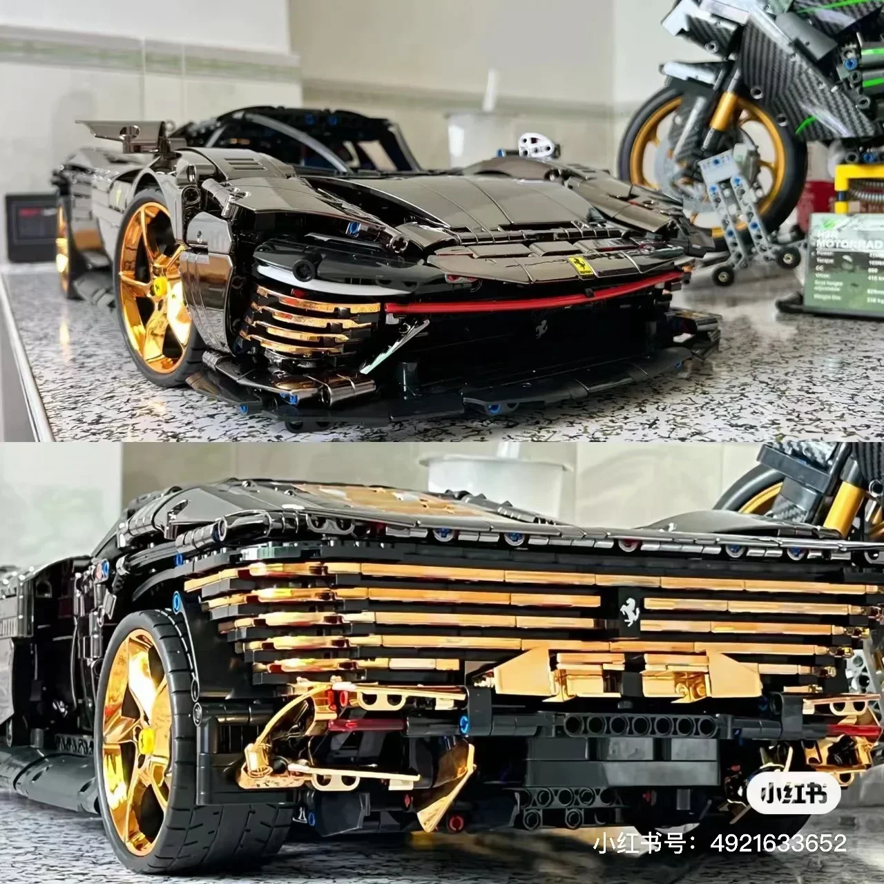 

3778 Pcs Black and Gold Ferrari Daytona SP3 Model 42143 Fit High Tech Supercar Building Block Kids Christmas Toy Gifts in Stock