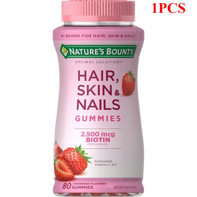 80 Pieces Vitamin Gummies Strawberry Antioxidant Vitamin B C E Beneficial for Hair Skin Nail Restore Vitality Radiant Complexion