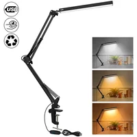 LED Desk Lamp with Clamp 10W Swing Arm Desk Lamp Eye-Caring Dimmable Desk Light with 10 Brightness Level, 3 Lighting Modes 1