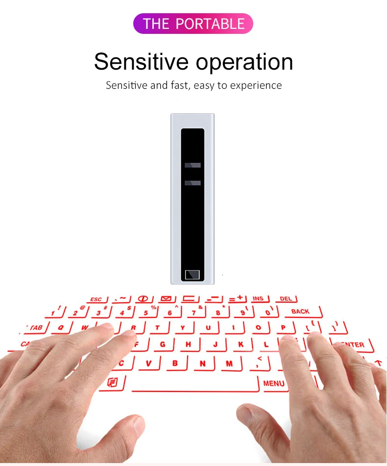 fio portátil silencioso mini teclado de projeção