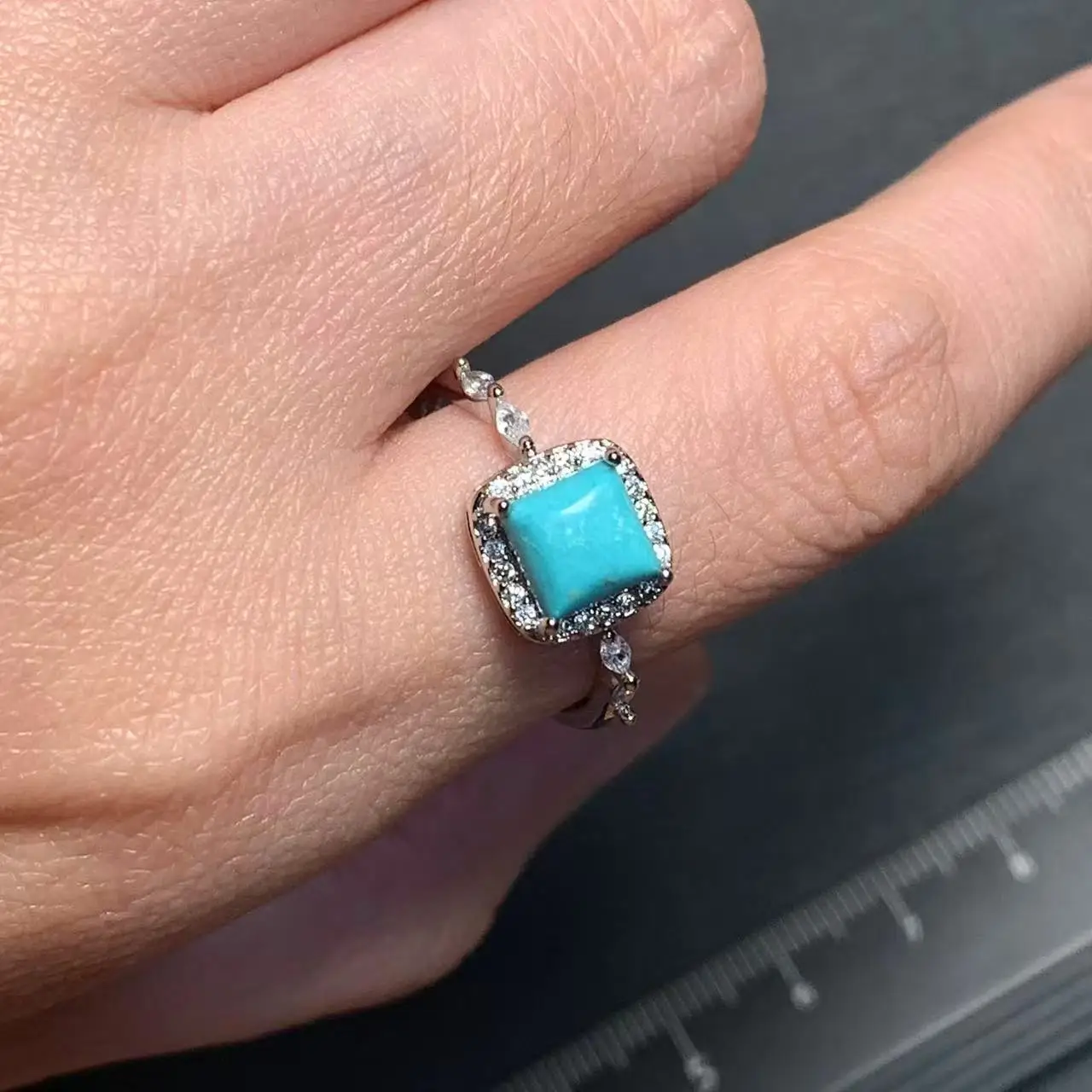 Natural Turquoise Ring Adjustable Female ring Jewelry for Women Gift Wholesale High Quality Vintage Fine