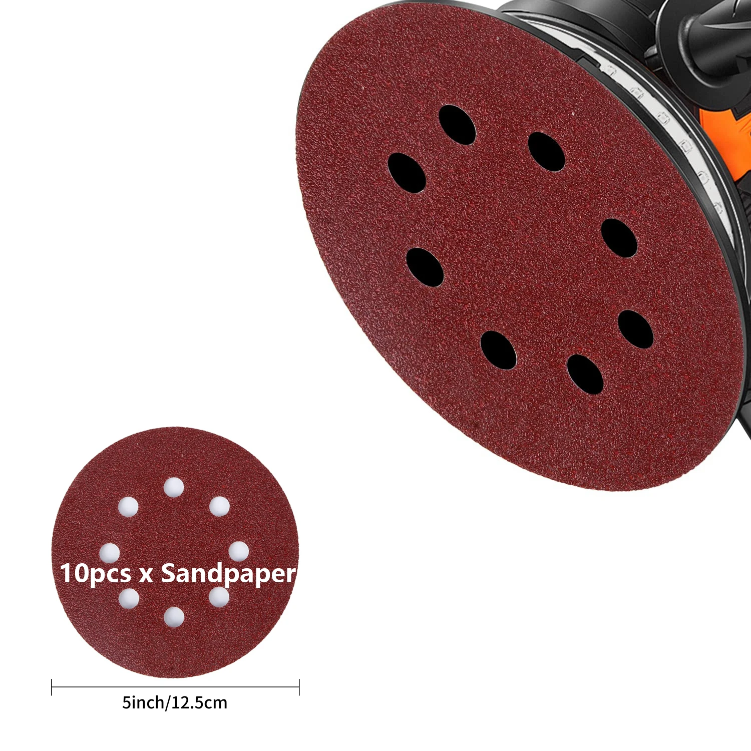 10PCSAssortedGrit5InchSandingDiscswithHookandLoopBackingfor