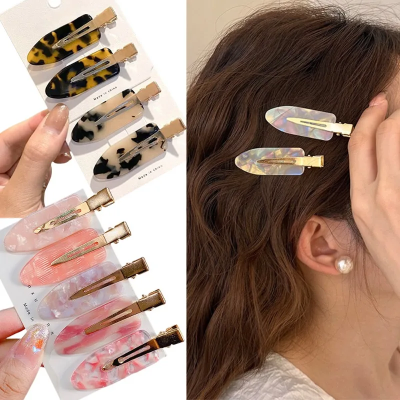 2PCS No Bend Haarspangen für Frauen Mädchen Rosa Acryl Essigsäurehaar Styling Nahtlose Haarspangen Werkzeug Haarschmuck