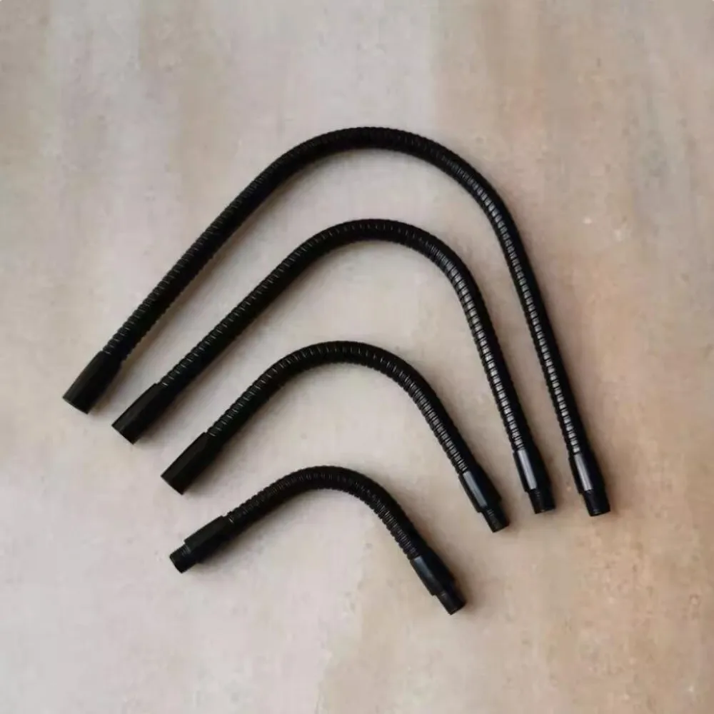 Led Goose Neck Flexible Metal Hose Tube 2pcs Black M10 Male Connector Dia.10mm with Nuts Soft Pipe Serpentine Tube DIY