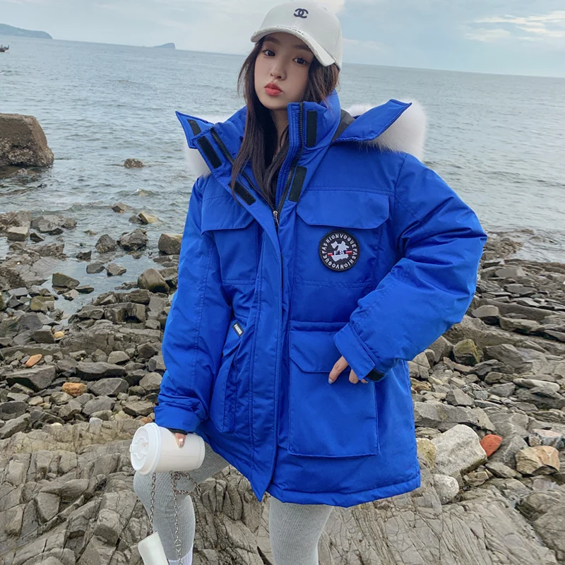 2022 winter new fashion hooded down padded jacket women's thickening winter outdoor snow jacket couple tooling jacket coat