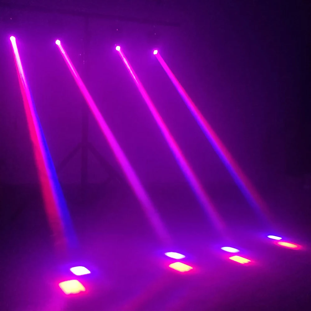 Minicabezal de luz LED con cabezal móvil, foco estroboscópico 4 en 1 de 10W con DMX512, 2 piezas, para espectáculo en vivo, DJ, club nocturno y fiesta