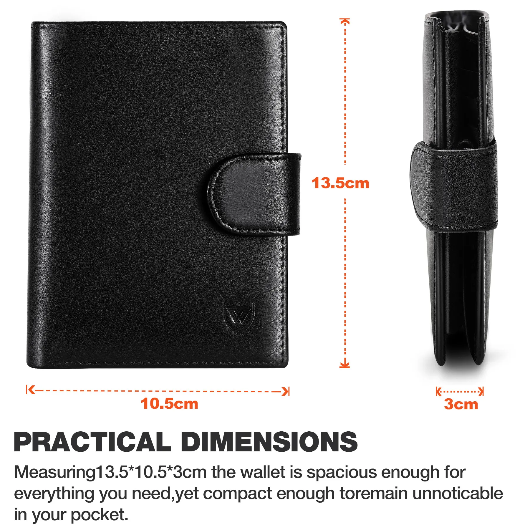 Men Genuine Leather Wallet Business Purse RFID Card Holder Transparent Windows Bank Note Coin Compartment Black 4