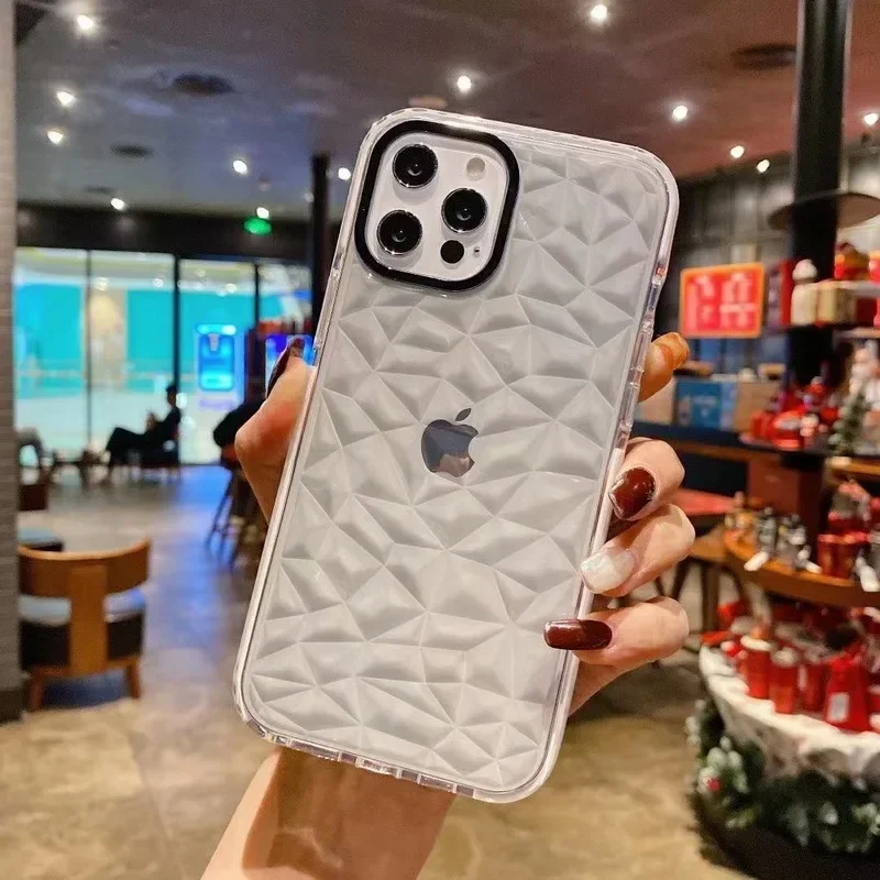 Diamond Pattern Shockproof Transparent Phone Case