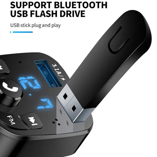 Car Mp3 Player Dual Usb Fast Charger Fm Bluetooth Receiver Bluetooth Compatible 5.0 Fm Transmitter Usb Flash Drive Plug Car Kit 4