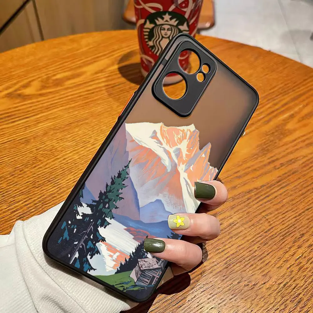 thumbnail image 1 of Matte Phone Case for OPPO RENO 8 8T 7Z 7 6Z 6 5 4 3 PRO PLUS 4G 5G Case Funda Coque Capa Shell Art hand-Painted Mountain Scenery, 1 of 5