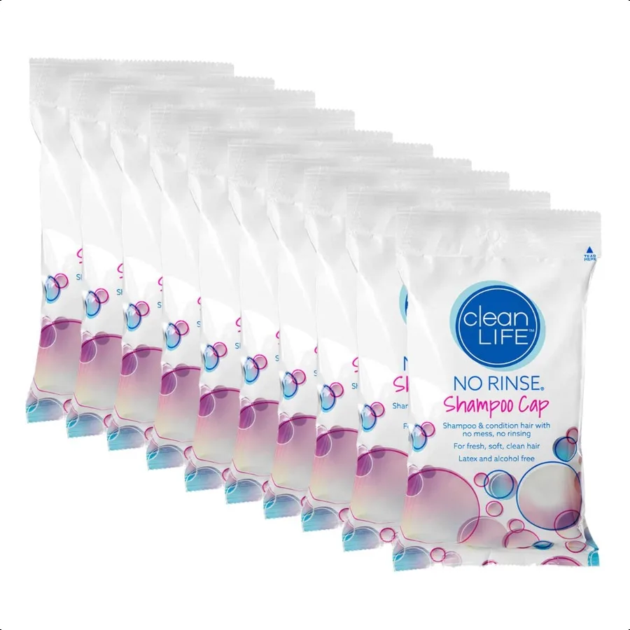 Cleanlife Rinse Shampoo Cap Pack of 10