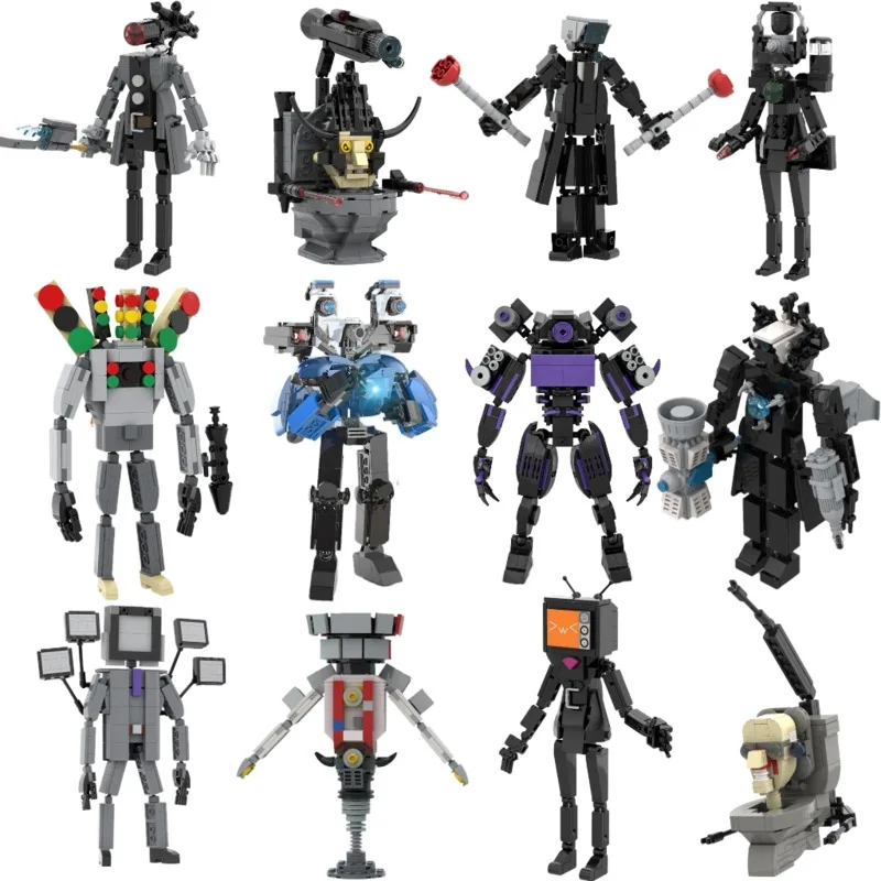 1/4 Pezzi Set Skibidi Toilet Man Vs Monitor Building Blocks The Audio Man And Camera Man Toys For Children Christmas Birthday Gift