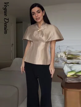 Casual Solid Shawl Shirt Women 3D Flower Short Sleeve V-Neck Single Button Lady Top 2026 Spring Summer Female Street Outerwear 1