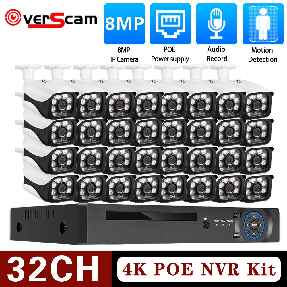 

32 Channel 4K NVR Kit 5MP POE CCTV Camera Security System Kit 32CH XMEYE POE IP Camera Video Surveillance System Set H.265 24CH